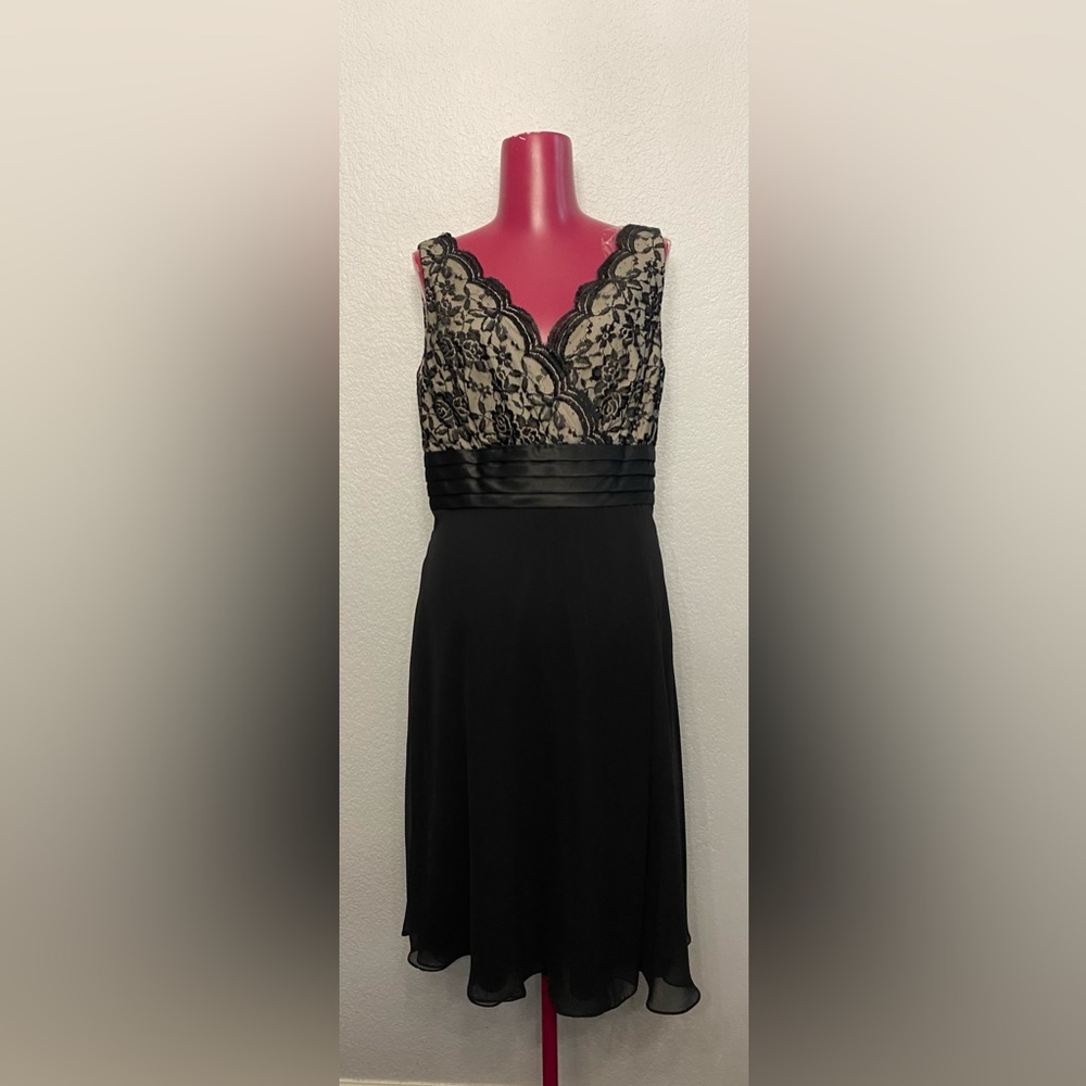 Patra Black and White A-Line Midi Dress